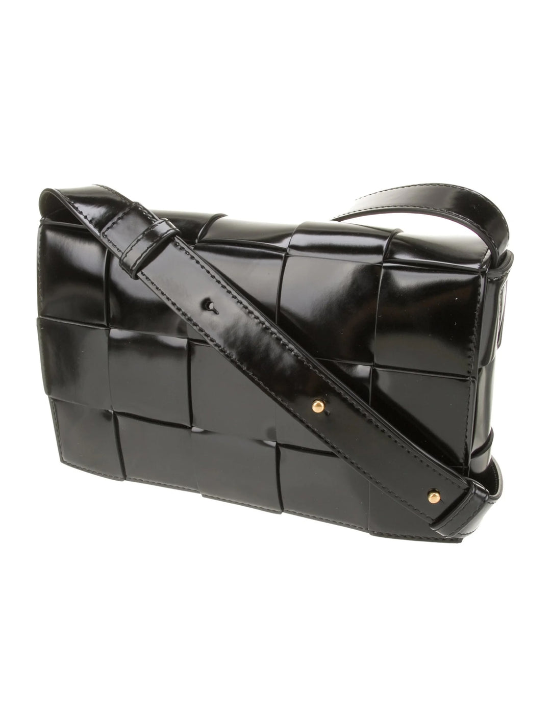 BOTTEGA VENETA INTRECCIATO CASSETTE PATENT LEATHER BAG