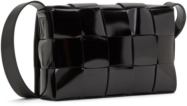 BOTTEGA VENETA INTRECCIATO CASSETTE PATENT LEATHER BAG