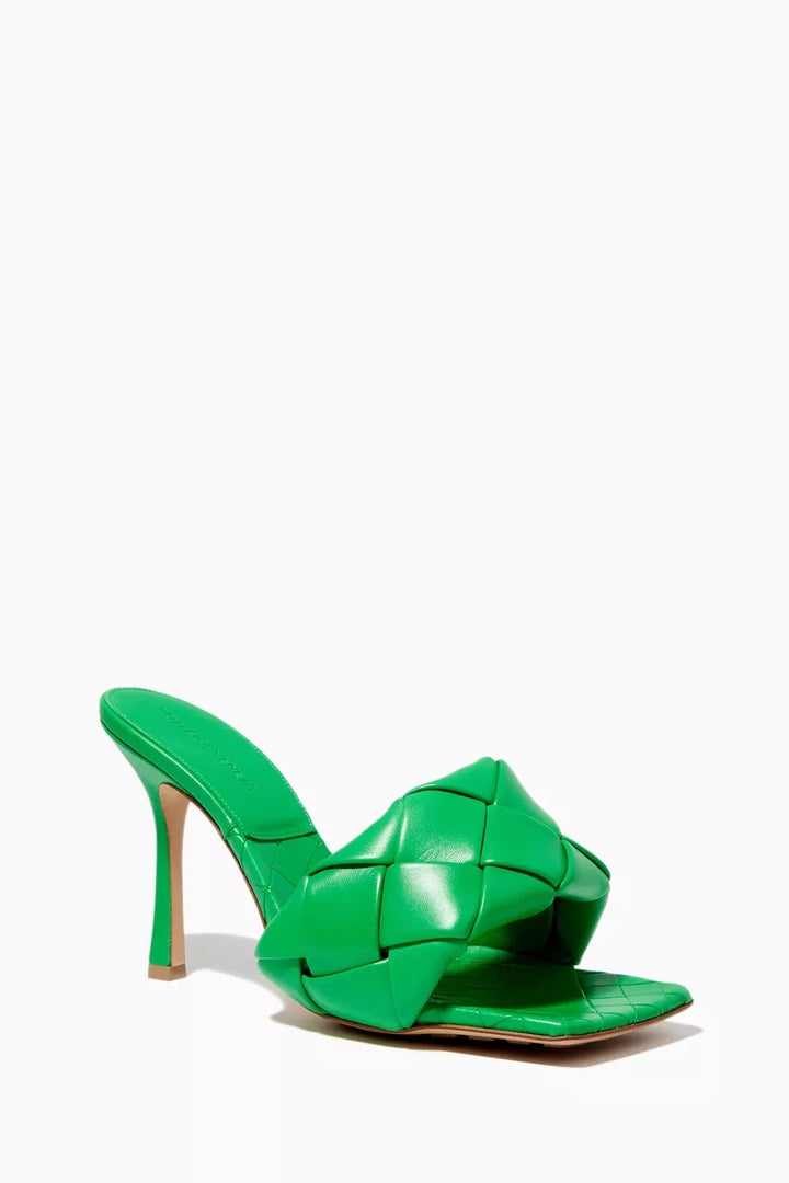 BOTTEGA VENETA INTRECCIO LIDO 90 NAPPA LEATHER MULES