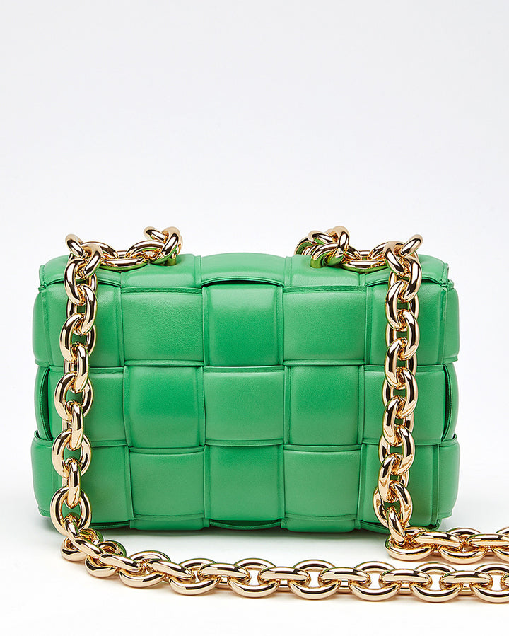BOTTEGA VENETA LAMBSKIN MAXI INTRECCIATO PADDED CASSETTE CHAIN BAG