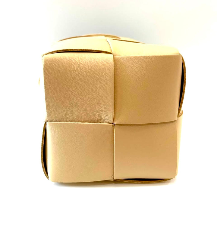 BOTTEGA VENETA LAMBSKIN NAPPA LEATHER MINI INTRECCIATO BUCKET BAG