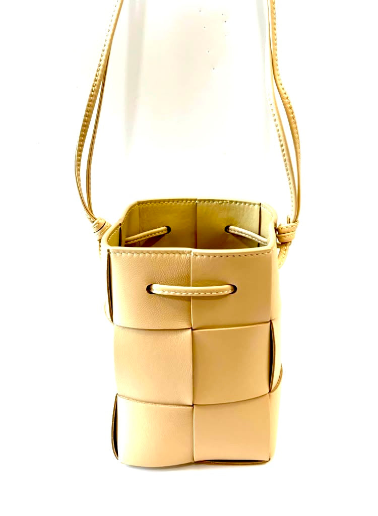 BOTTEGA VENETA LAMBSKIN NAPPA LEATHER MINI INTRECCIATO BUCKET BAG