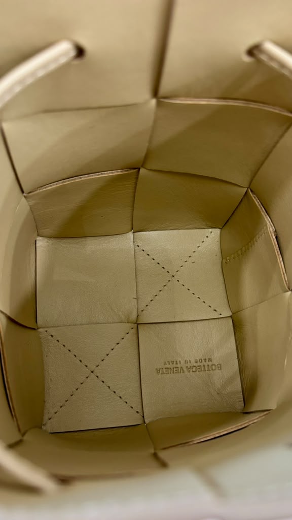BOTTEGA VENETA LAMBSKIN NAPPA LEATHER MINI INTRECCIATO BUCKET BAG