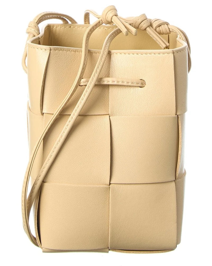 BOTTEGA VENETA LAMBSKIN NAPPA LEATHER MINI INTRECCIATO BUCKET BAG