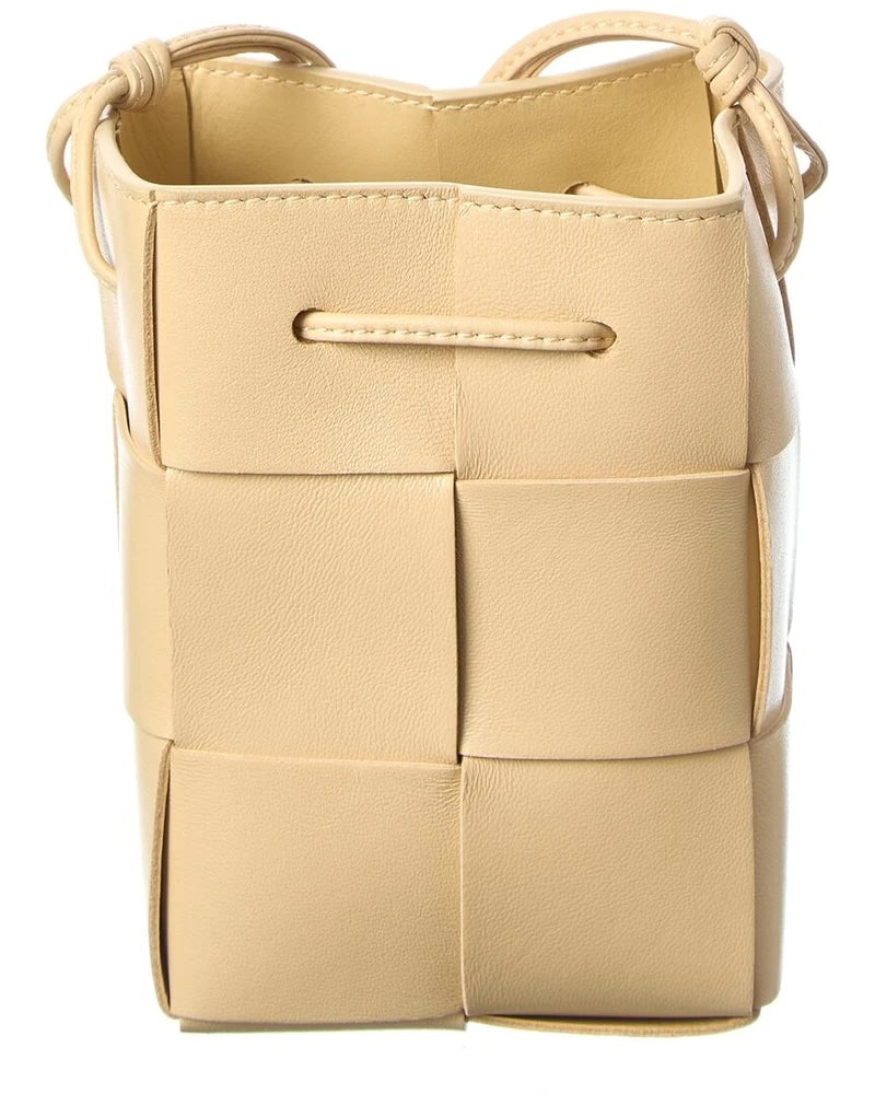 BOTTEGA VENETA LAMBSKIN NAPPA LEATHER MINI INTRECCIATO BUCKET BAG