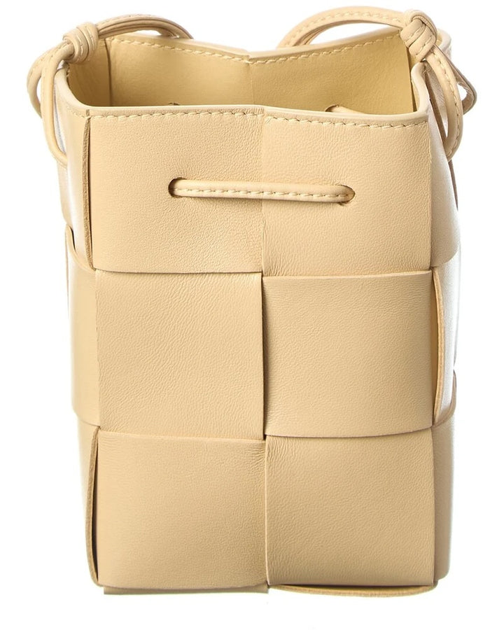 BOTTEGA VENETA LAMBSKIN NAPPA LEATHER MINI INTRECCIATO BUCKET BAG