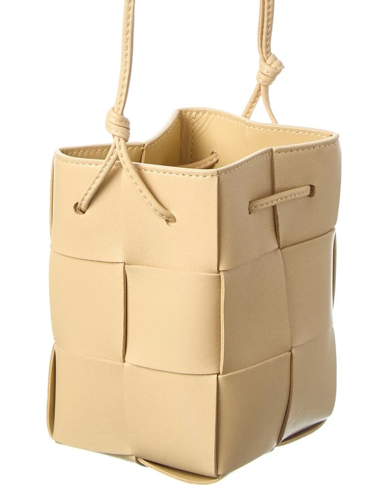 BOTTEGA VENETA LAMBSKIN NAPPA LEATHER MINI INTRECCIATO BUCKET BAG