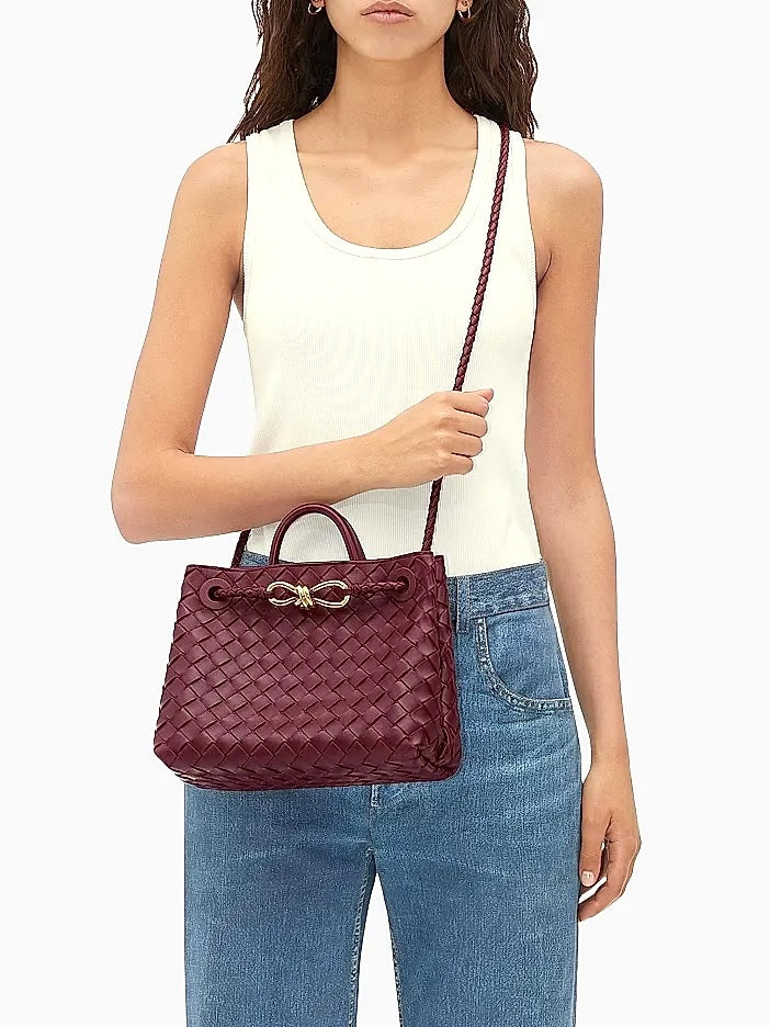 BOTTEGA VENETA NAPPA LEATHER INTRECCIATO SMALL ANDIAMO SHOULDER BAG