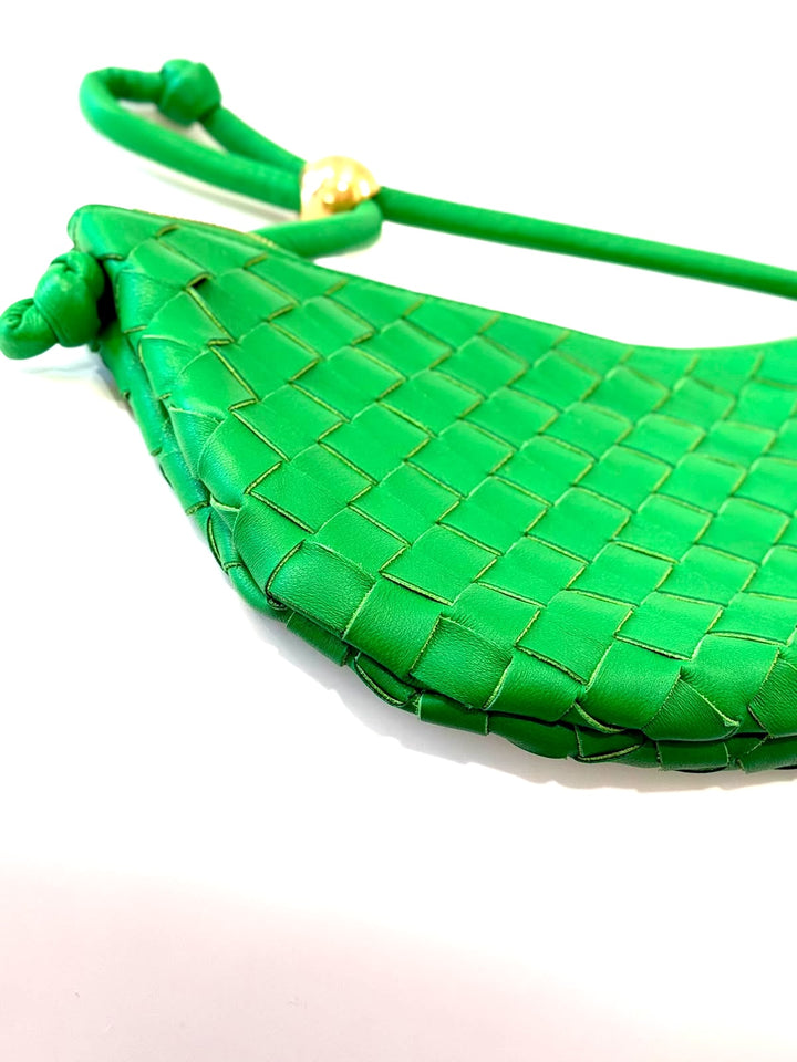 BOTTEGA VENETA SMALL INTRECCIATO LAMBSKIN LEATHER TURN POUCH HOBO BAG