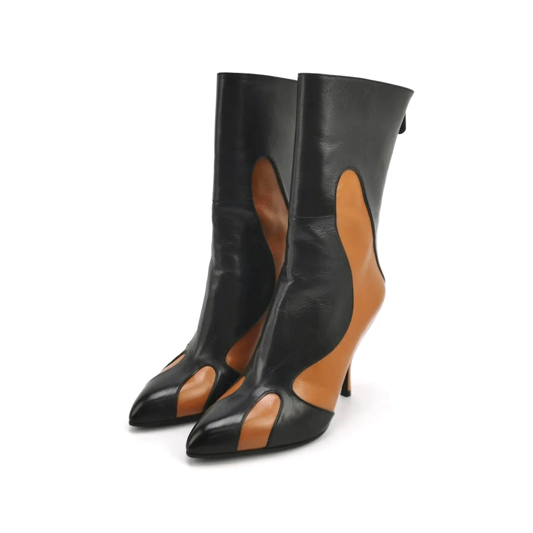 BOTTEGA VENETA SHEEPSKIN LEATHER FLAME TWO-TONE BOOTS