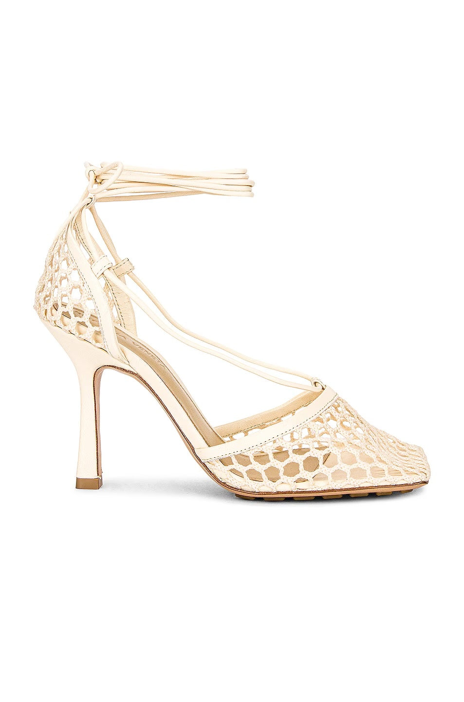 BOTTEGA VENETA LACE-UP NAPPA LEATHER TRIMMED MESH SANDALS