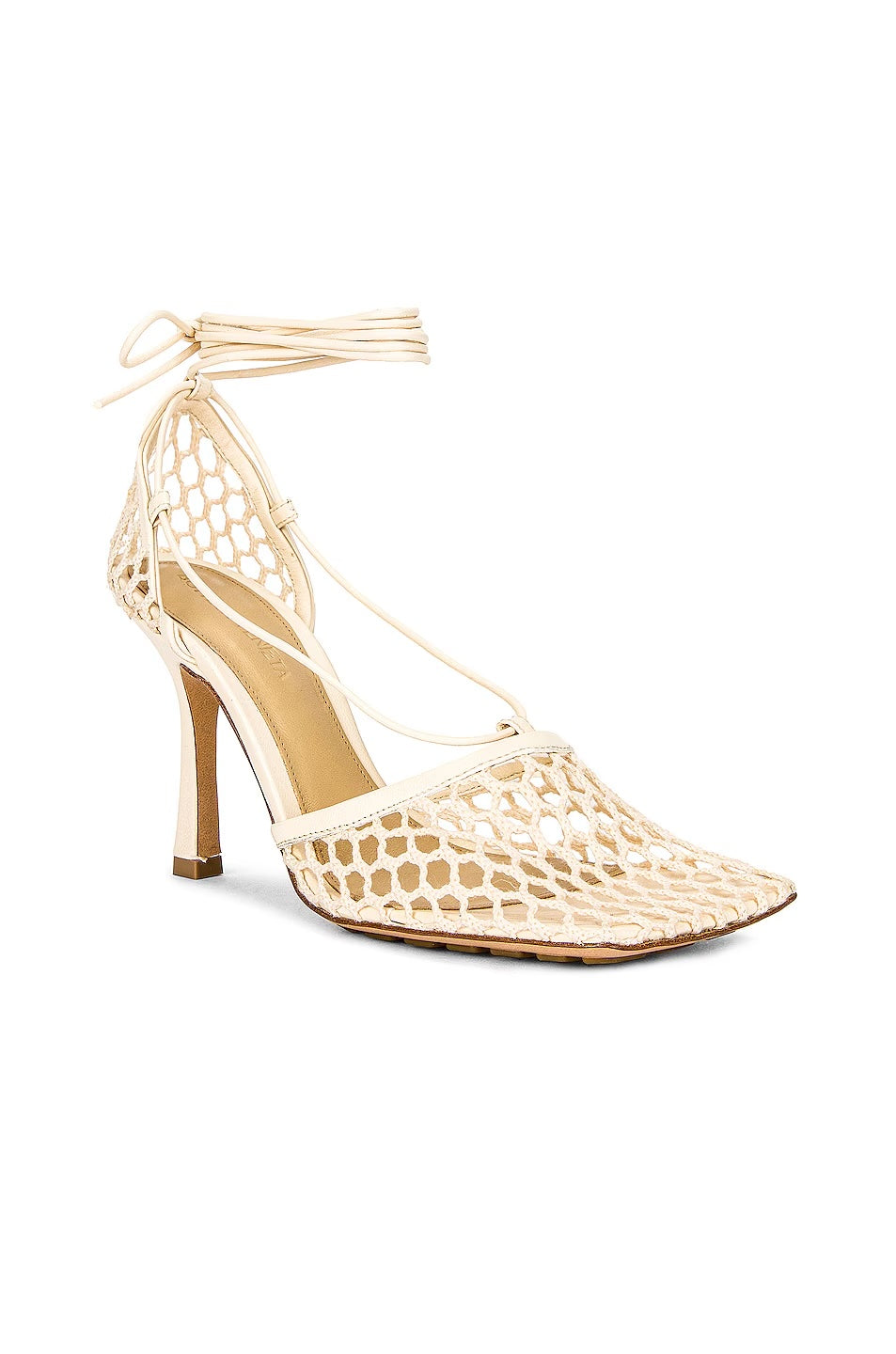 BOTTEGA VENETA LACE-UP NAPPA LEATHER TRIMMED MESH SANDALS
