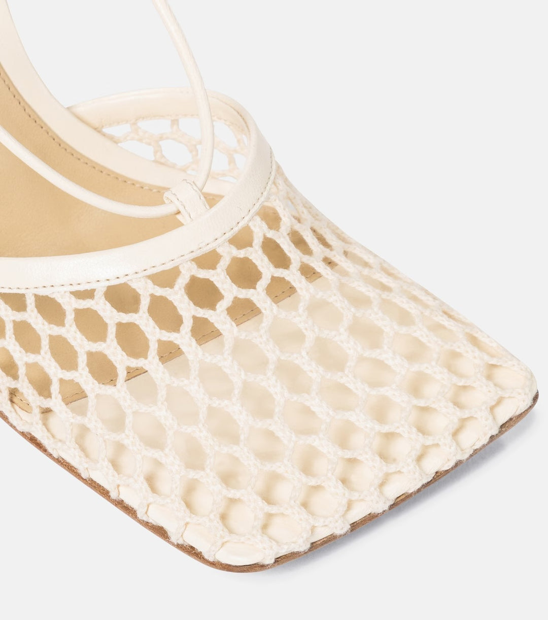 BOTTEGA VENETA STRETCH LEATHER TRIMMED MESH TIE UP SANDALS