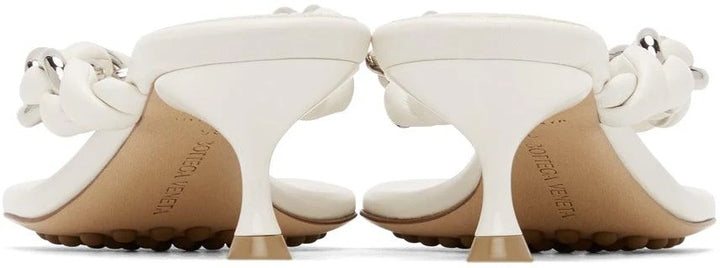 BOTTEGA VENETA WHITE CHAIN DOT MULE SANDALS