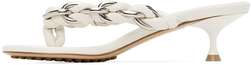BOTTEGA VENETA WHITE CHAIN DOT MULE SANDALS
