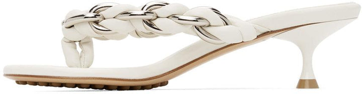 BOTTEGA VENETA WHITE CHAIN DOT MULE SANDALS