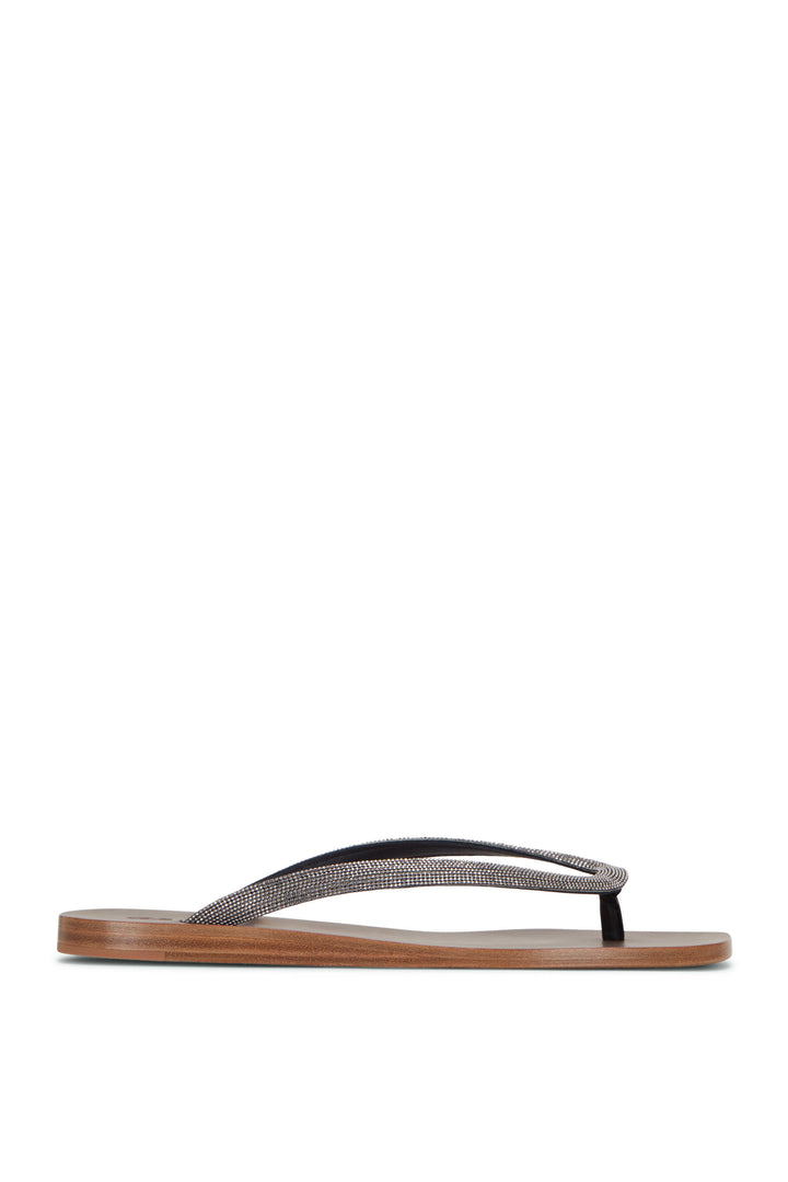 BRUNELLO CUCINELLI ROSA MONILI LEATHER THONG SLIDES