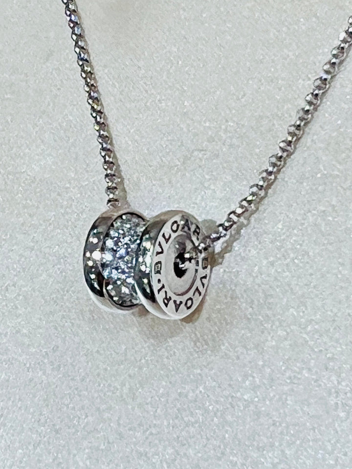 BVLGARI B.ZERO1 18K WHITE GOLD PAVE DIAMONDS NECKLACE