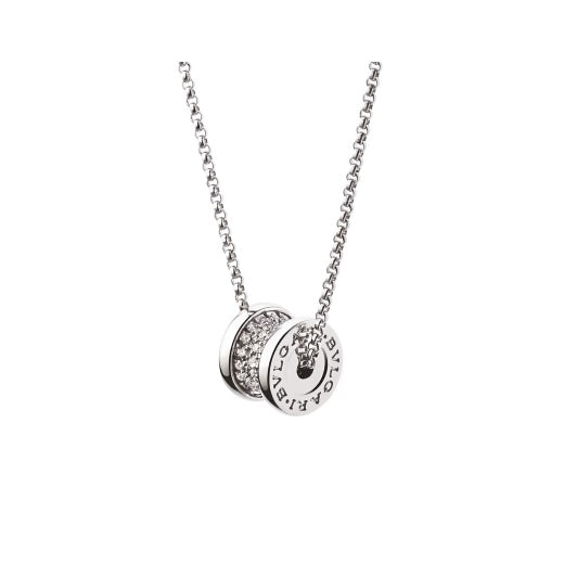 BVLGARI B.ZERO1 18K WHITE GOLD PAVE DIAMONDS NECKLACE