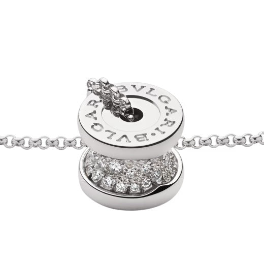 BVLGARI B.ZERO1 18K WHITE GOLD PAVE DIAMONDS NECKLACE