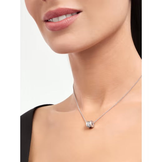 BVLGARI B.ZERO1 18K WHITE GOLD PAVE DIAMONDS NECKLACE