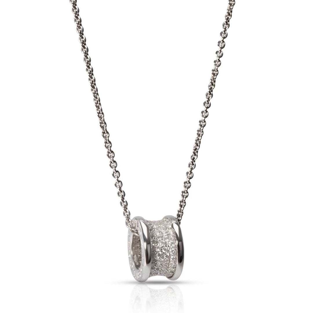 BVLGARI B.ZERO1 18K WHITE GOLD PAVE DIAMONDS NECKLACE