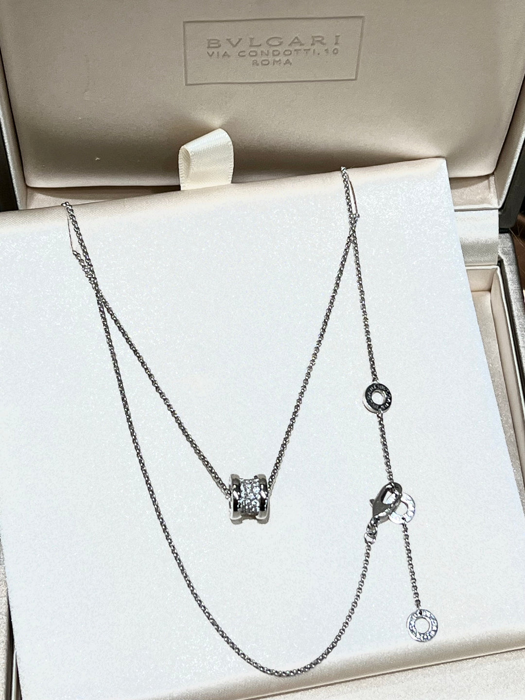 BVLGARI B.ZERO1 18K WHITE GOLD PAVE DIAMONDS NECKLACE