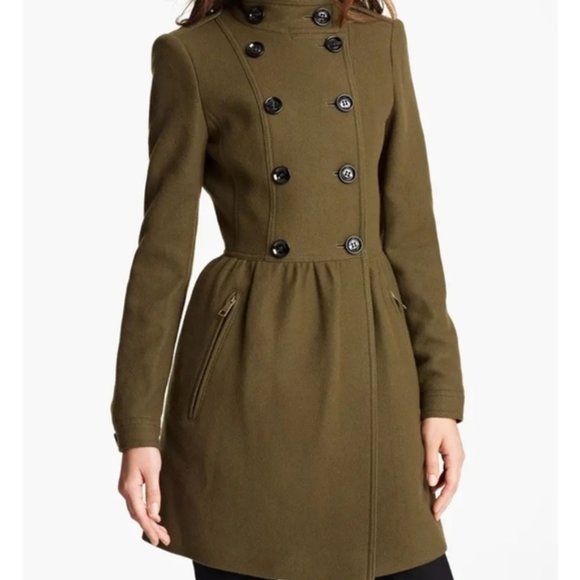 BURBERRY BRIT DOUBLE BREASTED WOOL CASHMERE COAT