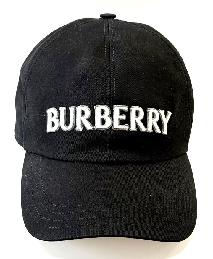 BURBERRY EMBROIDERED LOGO GABARDINE BASEBALL CAP