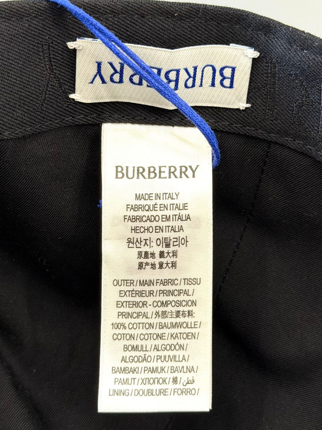 BURBERRY EMBROIDERED LOGO GABARDINE BASEBALL CAP