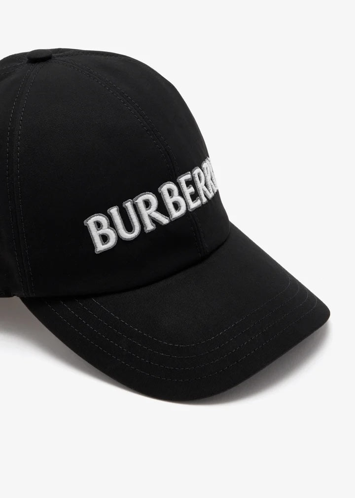 BURBERRY EMBROIDERED LOGO GABARDINE BASEBALL CAP