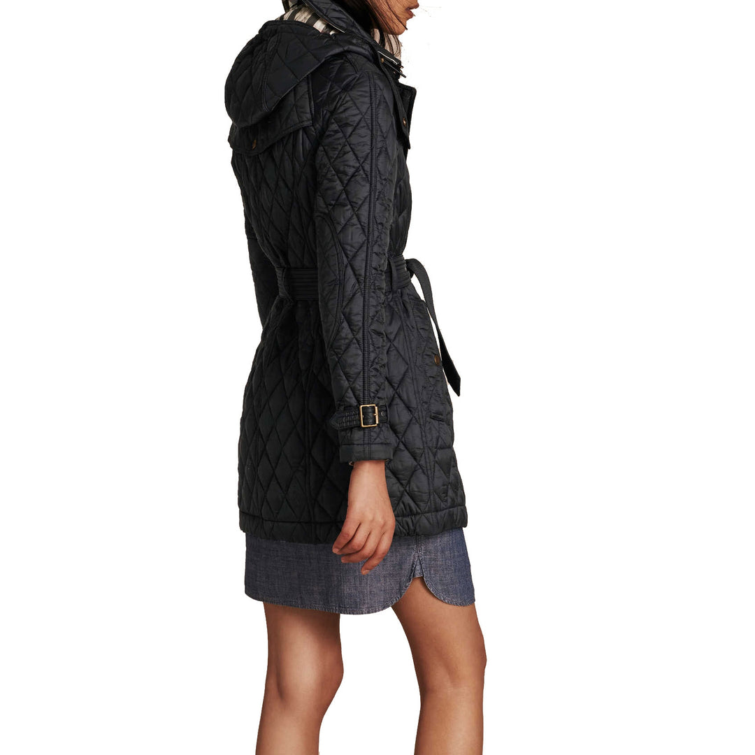 BURBERRY BRIT FINSBRIDGE LONG QUILTED BELTED COAT