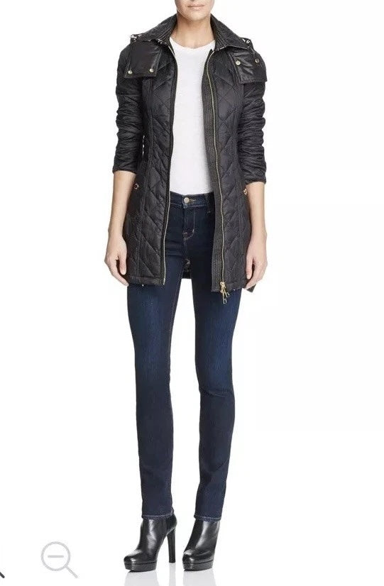 BURBERRY BRIT FINSBRIDGE LONG QUILTED BELTED COAT