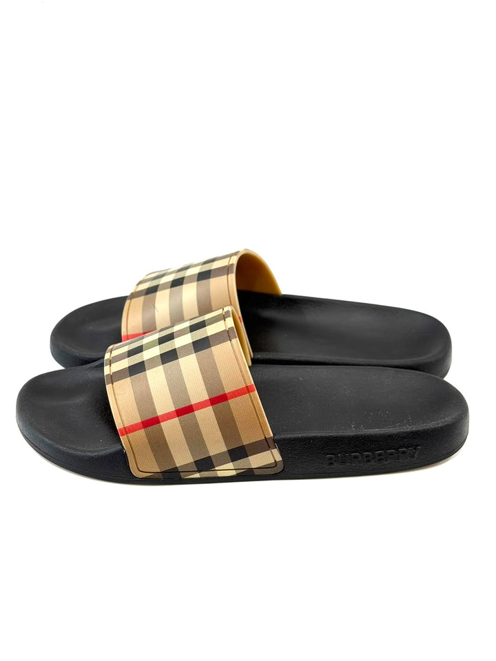 BURBERRY KIDS FURLEY VINTAGE CHECK SLIDES
