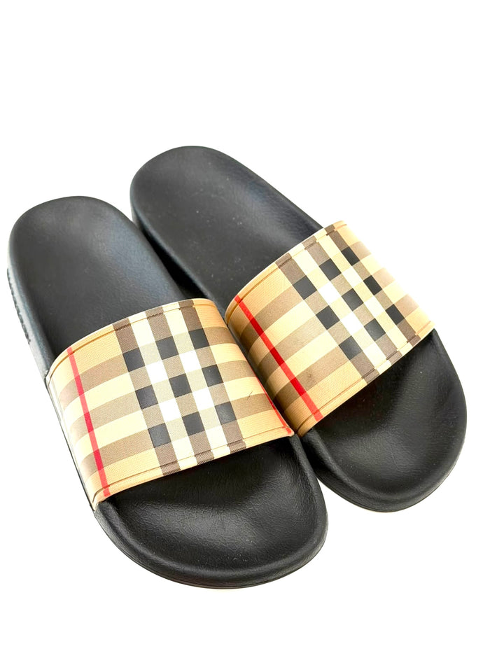 BURBERRY KIDS FURLEY VINTAGE CHECK SLIDES