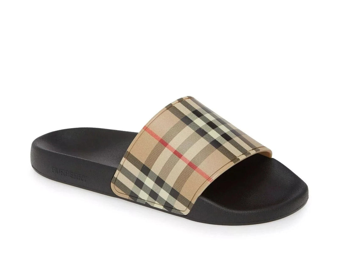 BURBERRY KIDS FURLEY VINTAGE CHECK SLIDES