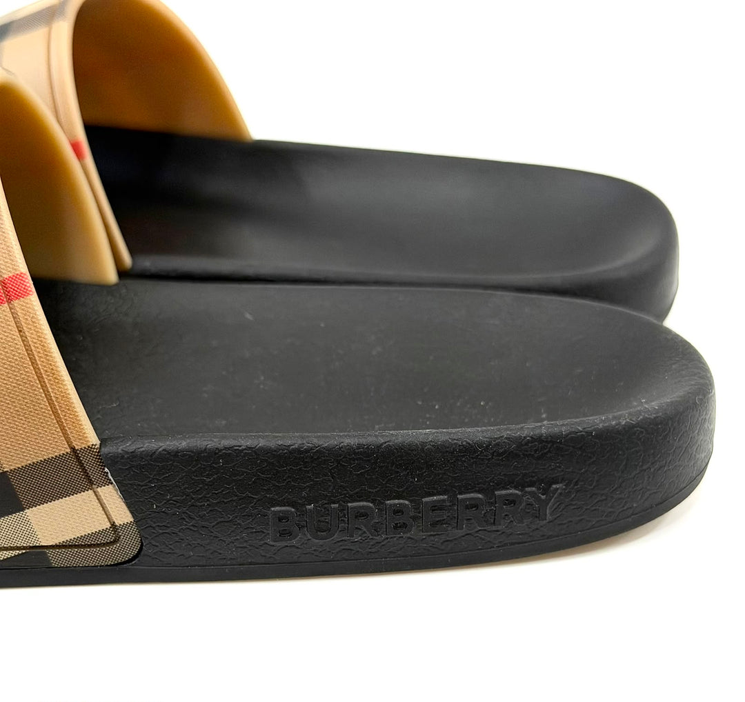 BURBERRY KIDS FURLEY VINTAGE CHECK SLIDES