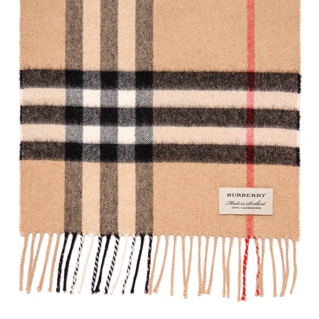 BURBERRY GIANT CHECK FRINGE CASHMERE SCARF