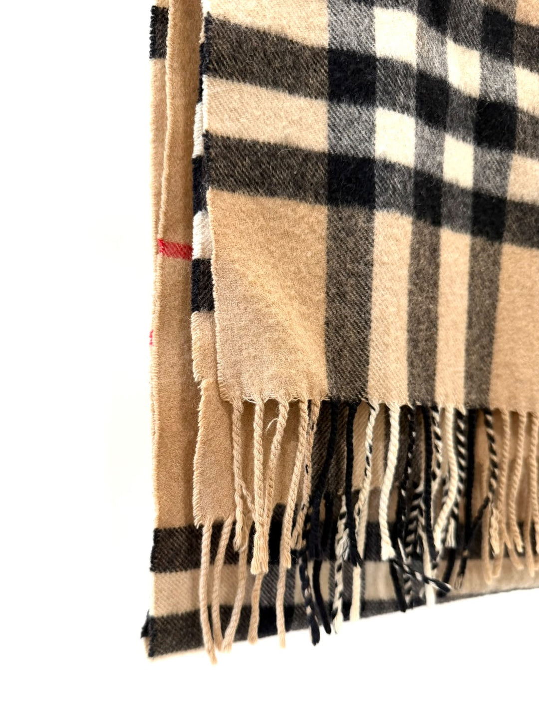 BURBERRY GIANT CHECK FRINGE CASHMERE SCARF