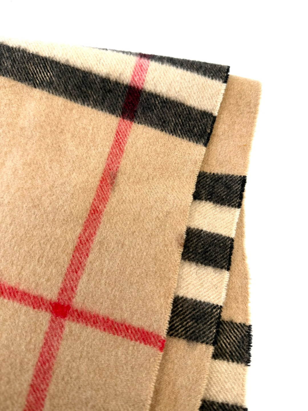 BURBERRY GIANT CHECK FRINGE CASHMERE SCARF