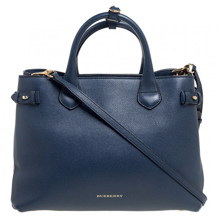 BURBERRY GRAINED CALFSKIN BANNER MEDIUM TOTE BAG