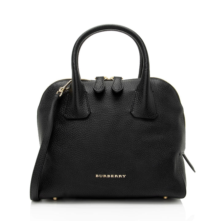 BURBERRY GREENWOOD GRAINED CALFSKIN LEATHER SMALL SATCHEL BAG