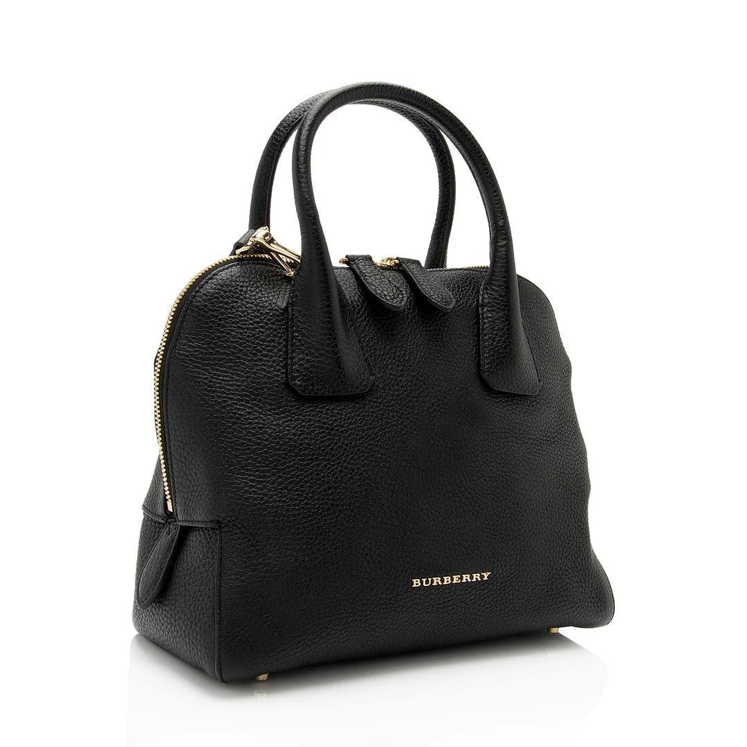 BURBERRY GREENWOOD GRAINED CALFSKIN LEATHER SMALL SATCHEL BAG