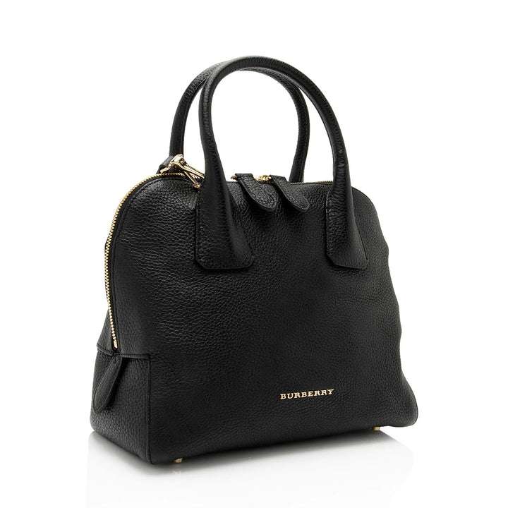 BURBERRY GREENWOOD GRAINED CALFSKIN LEATHER SMALL SATCHEL BAG