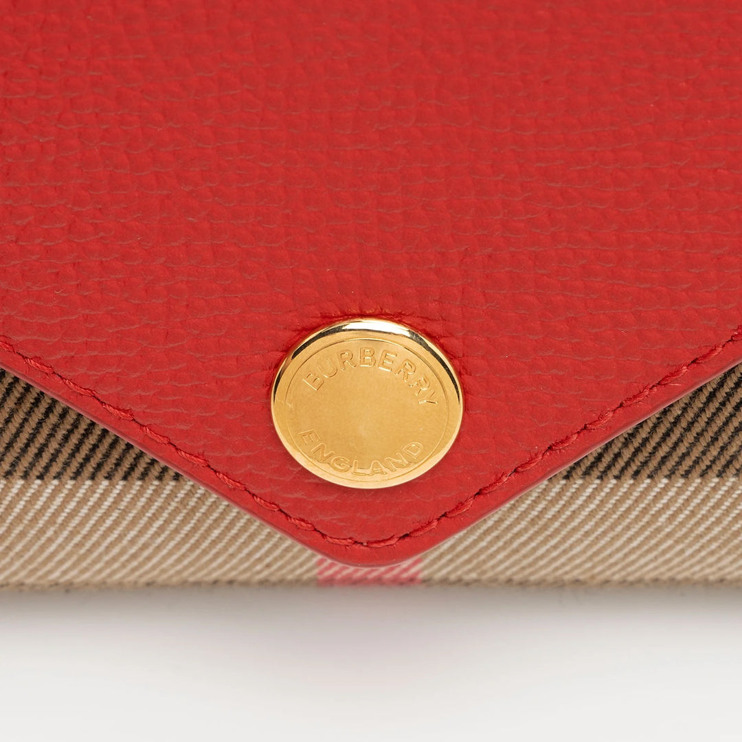 BURBERRY HALTON HILLS CHECK CANVAS &amp; CALFSKIN LEATHER WALLET