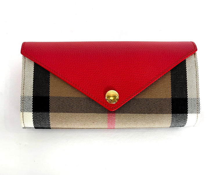 BURBERRY HALTON HILLS CHECK CANVAS &amp; CALFSKIN LEATHER WALLET
