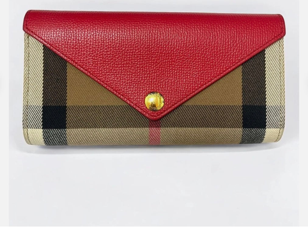 BURBERRY HALTON HILLS CHECK CANVAS &amp; CALFSKIN LEATHER WALLET