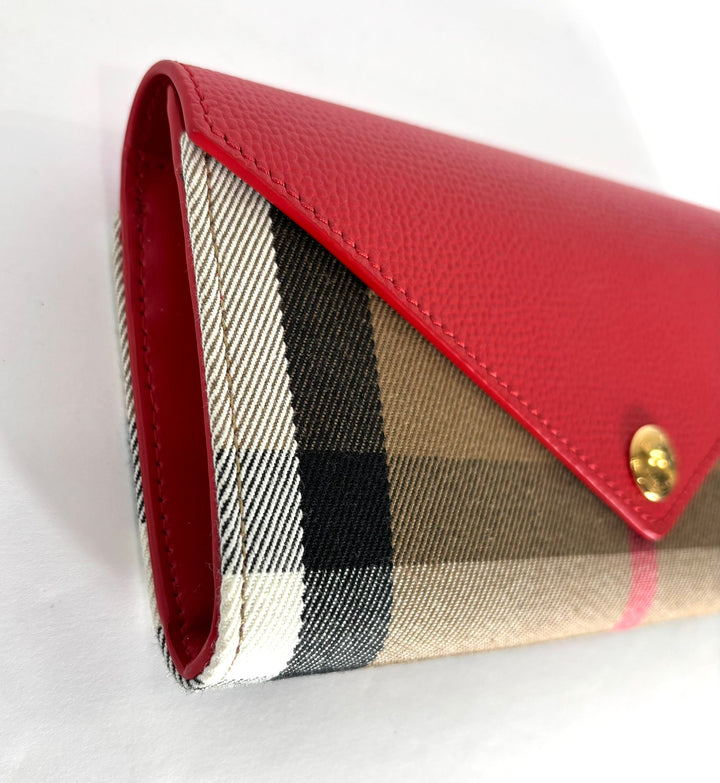 BURBERRY HALTON HILLS CHECK CANVAS &amp; CALFSKIN LEATHER WALLET