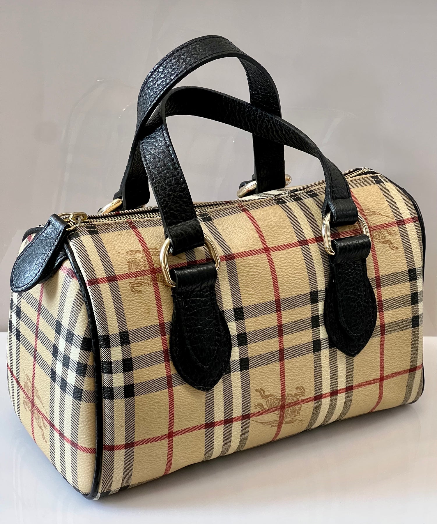Burberry Haymarket Check Coated Canvas Small Thornley Bowling Bag