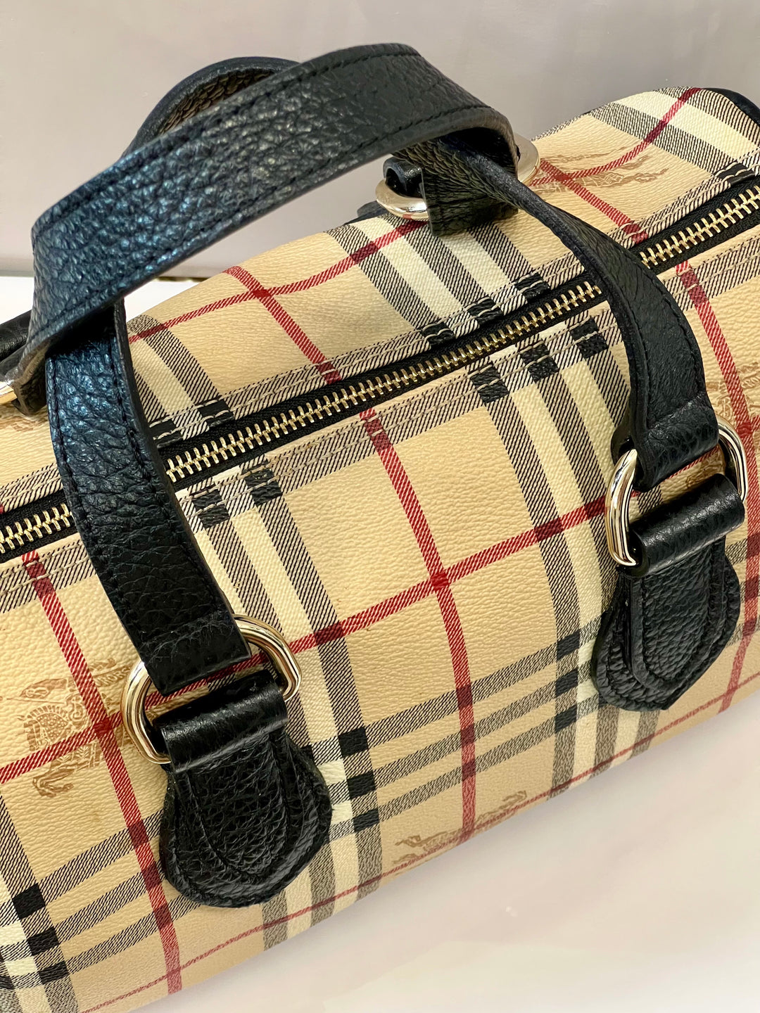 burberry walk in the rain bowler bag 2005 BURBERRY HAYMARKET CHECK SMALL CHESTER BOWLING BAG – Caroline's Fashion Luxuries